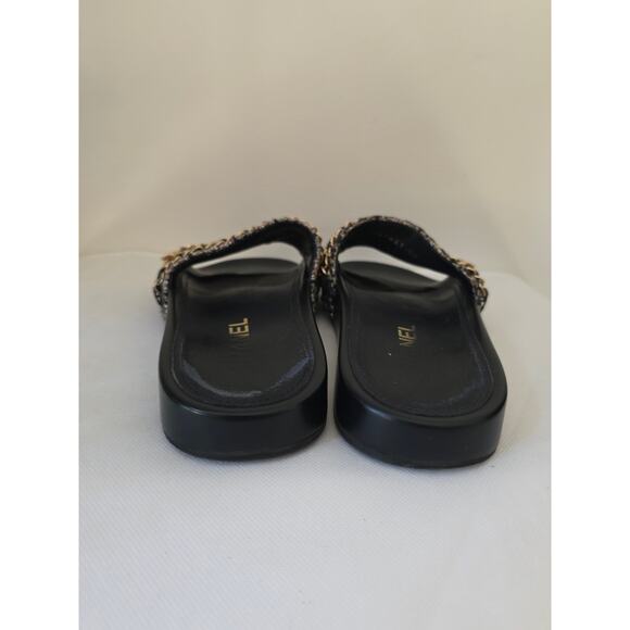 Chanel Black Leather 2016 Interlocking CC Logo Slides 36 sz - Picture 9 of 11